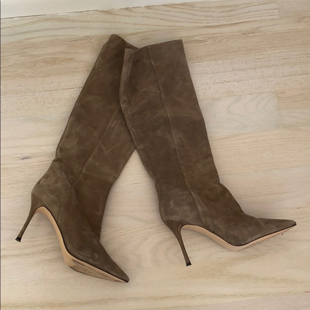 MARION PARKE - suede calf boots in smoke color